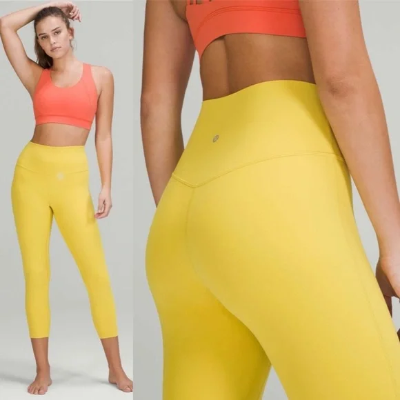 Lululemon Align High-Rise Crop 23" Soleil 8 Yellow Neon Gym Yoga Athletic - Picture 1 of 9